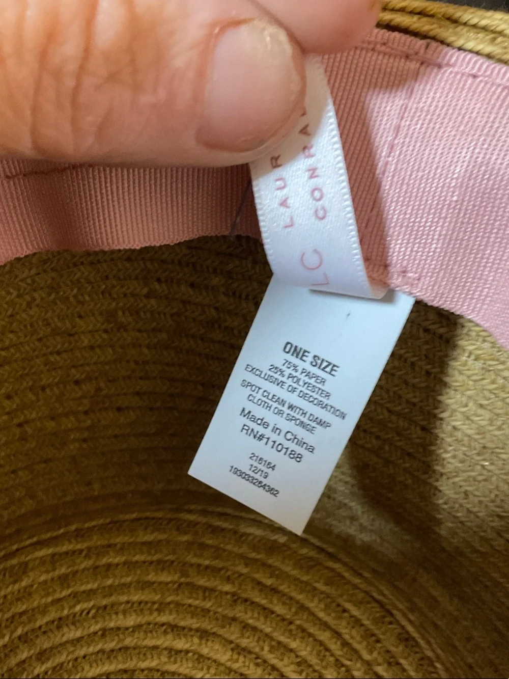 LC Lauren Conrad Straw Sun Hat with Pale Pink Band